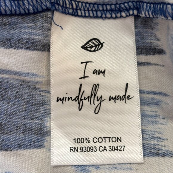 NIC+ZOE Blue White Abstract Print Cotton Top L/S Button Front Boho Workwear - 3X - Picture 9 of 11